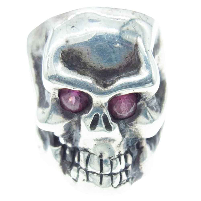 TRAVIS WALKER トラヴィスワーカー P&T販売証明カード付属 世界30個限定 Original Skull Ring with Stone Eyes ストーンアイズ オリジナル スカル リング シルバー系 16.5号【中古】