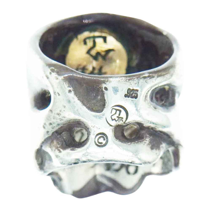 TRAVIS WALKER トラヴィスワーカー P&T販売証明カード付属 世界30個限定 Original Skull Ring with Stone Eyes ストーンアイズ オリジナル スカル リング シルバー系 16.5号【中古】