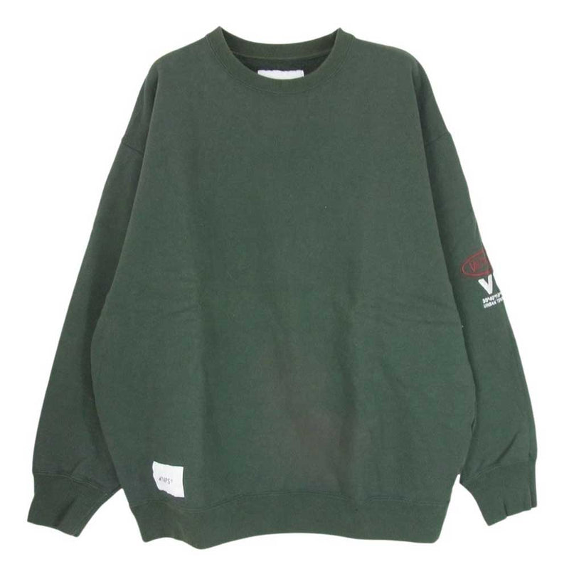 WTAPS ダブルタップス 23AW 232ATDT-CSM18 All01 SWEATER 04 アーム 刺繍 ロゴ コットン クルーネック スウェット モスグリーン系 X04【中古】