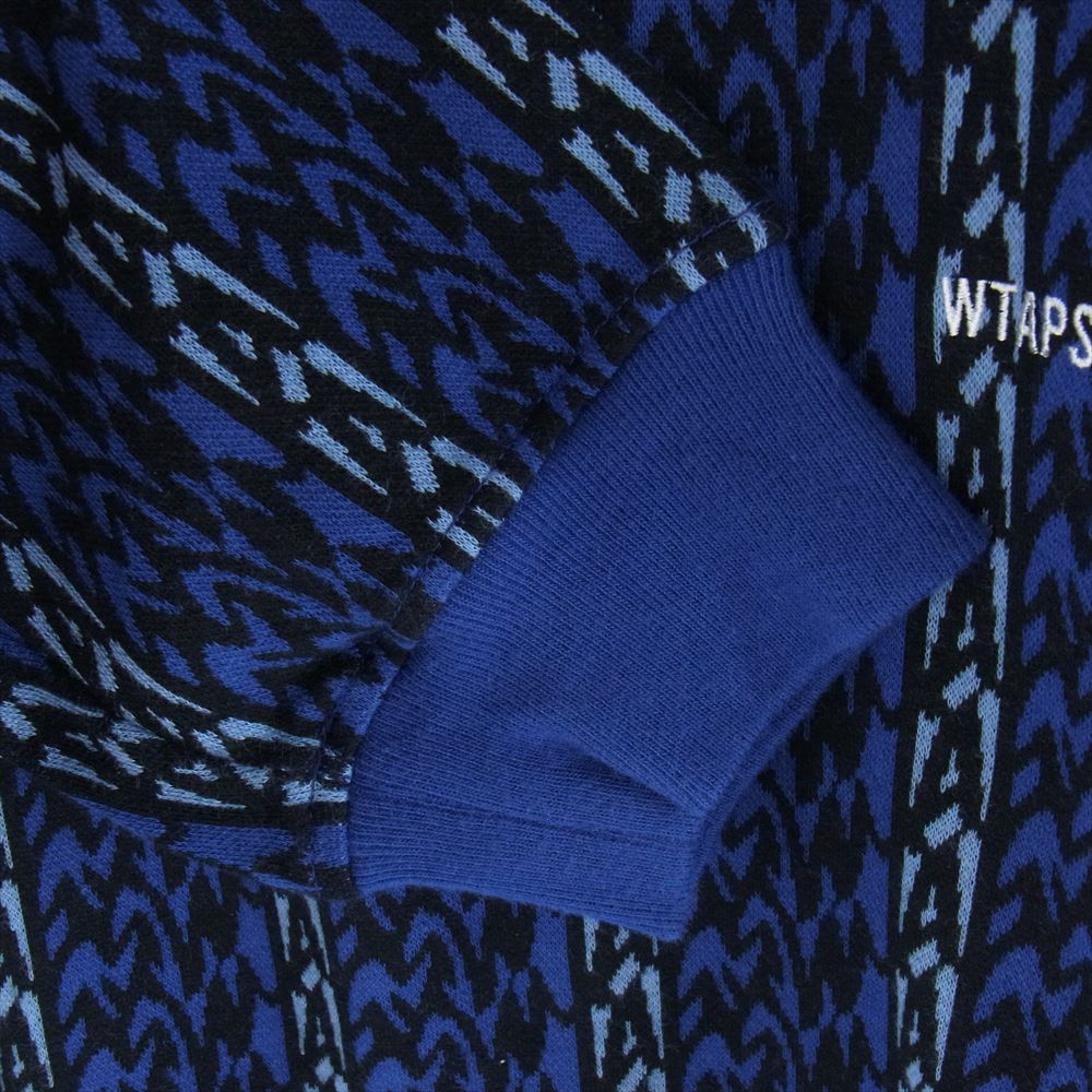 WTAPS ダブルタップス 24SS 241ATDT-CSM16 BDY LS COTTON.TEXTILE.SIGN ロングスリーブ テキスタイル サイン 総柄 長袖 カットソー スウェット ブルー系 X02【中古】