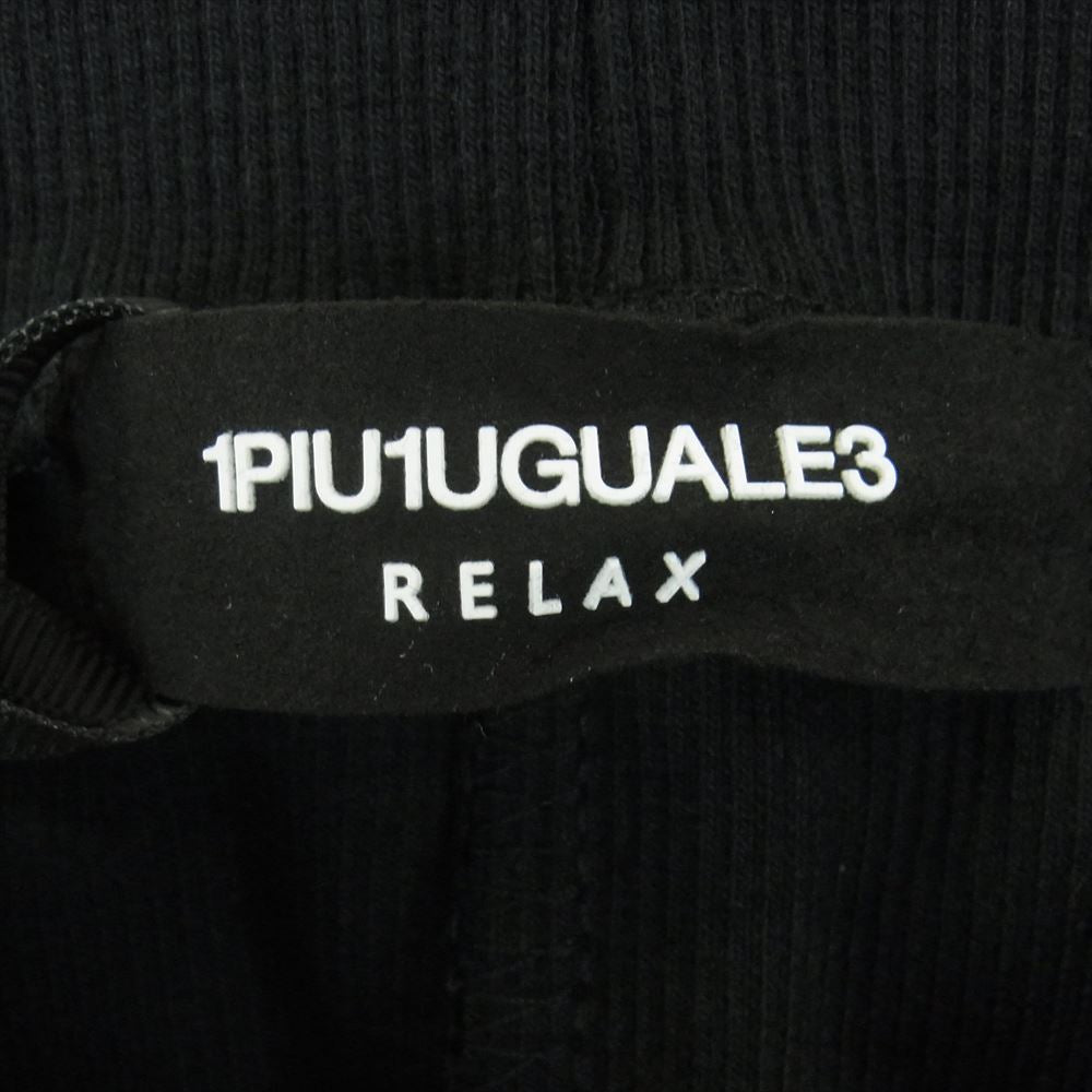 1piu1uguale3 ウノピュウノウグァーレトレ 24SS USB-24061SZ RELAX リラックス ロゴラインストーン ロゴ刺繍 スウェット パンツ ブラック系 L【新古品】【未使用】【中古】