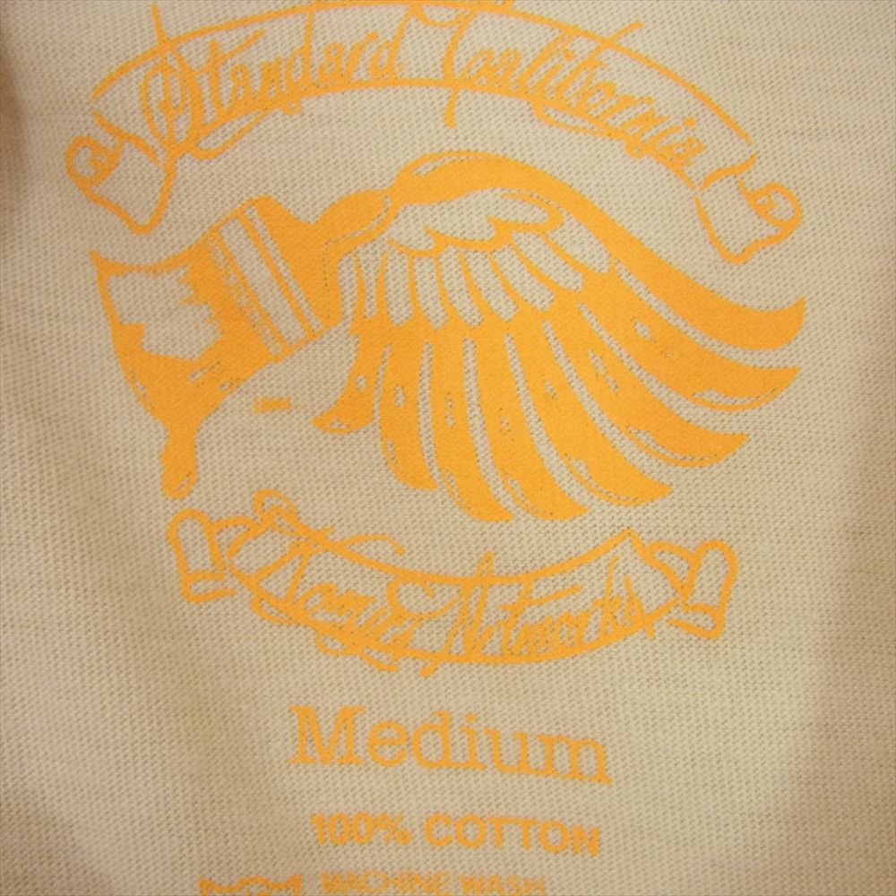 STANDARD CALIFORNIA スタンダードカリフォルニア 花柄 ロゴ 半袖 Tシャツ ベージュ系 M【中古】