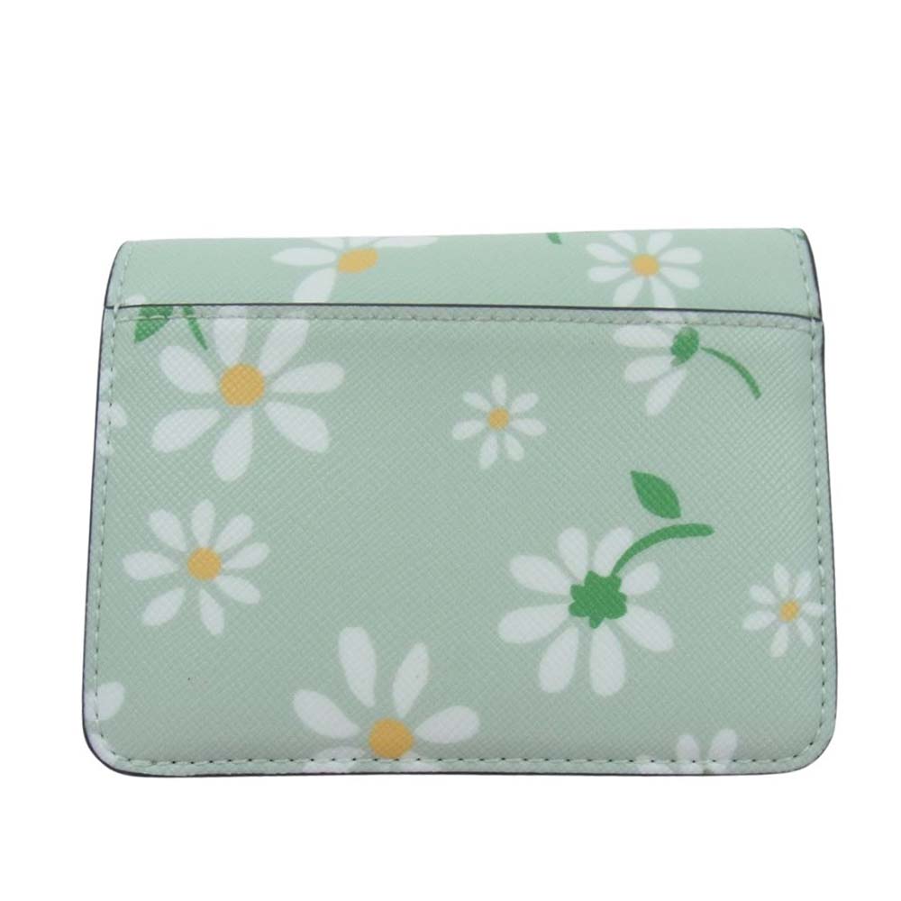 Kate Spade ケイトスペード 花柄 二つ折り財布 ライトグリーン系【極上美品】【中古】