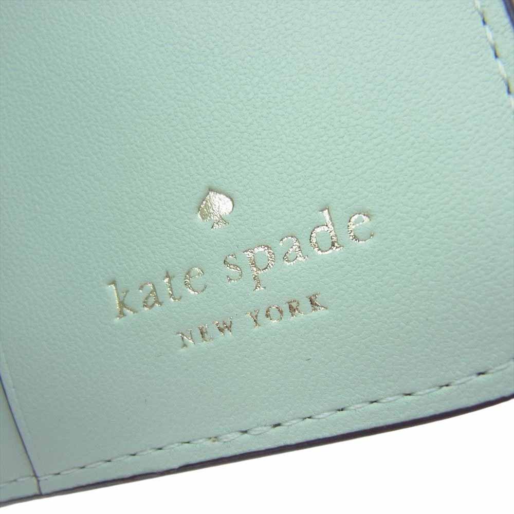 Kate Spade ケイトスペード 花柄 二つ折り財布 ライトグリーン系【極上美品】【中古】
