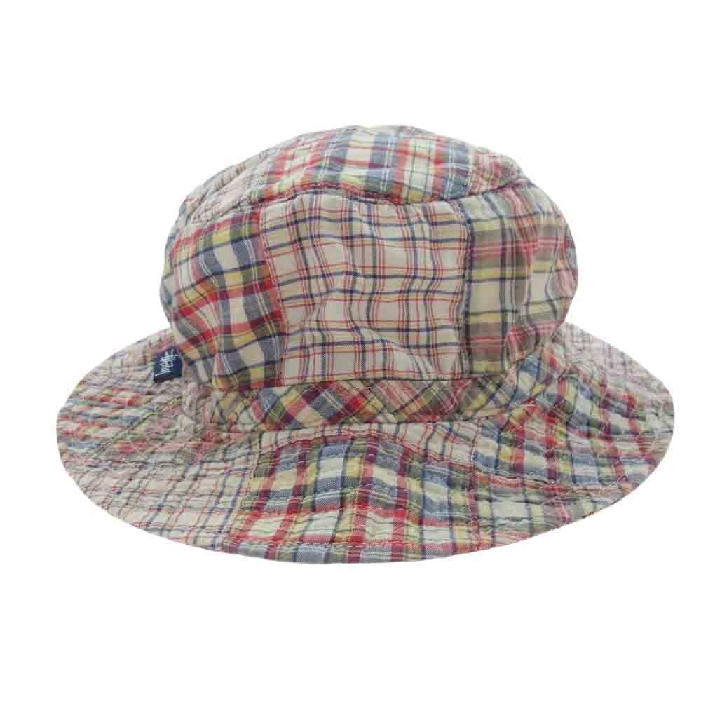 STUSSY ステューシー チェック バケット ハット レッド系 LARGE/X-LARGE【中古】