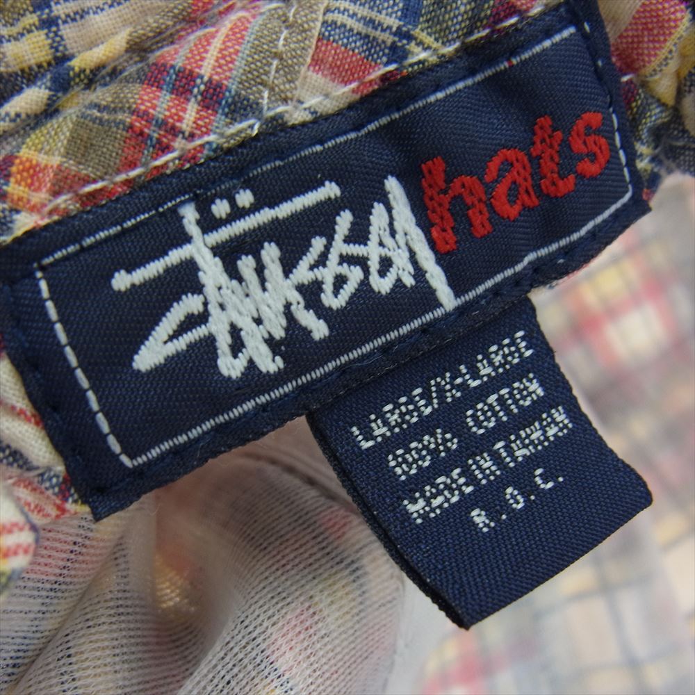 STUSSY ステューシー チェック バケット ハット レッド系 LARGE/X-LARGE【中古】