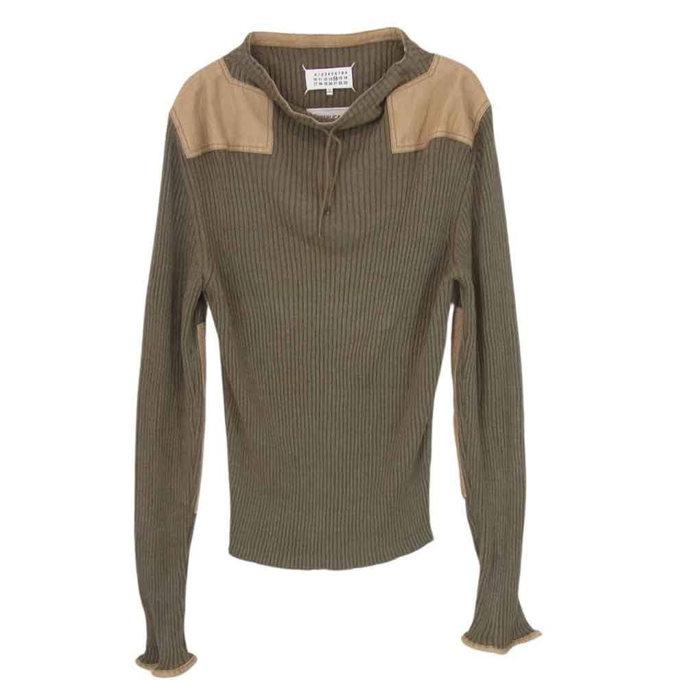 MAISON MARGIELA メゾンマルジェラ 17SS S50HA0679 S15856 14ライン 四つタグ REPLICA レプリカ ブリティッシュ コマンドニット セーター リブ編み パッチ カーキ系 L【中古】