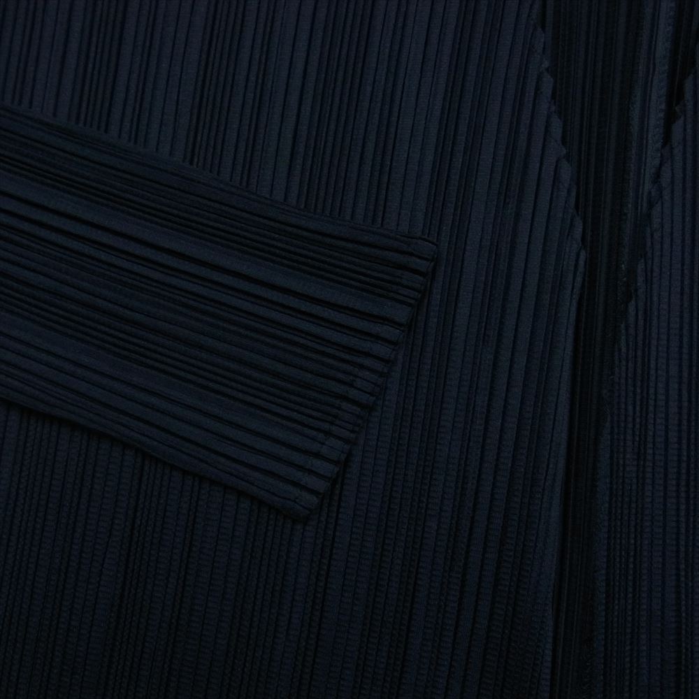 PLEATS PLEASE プリーツプリーズ イッセイミヤケ PP04-J0607 プリーツ加工 ノーカラー ジャケット カーディガン ネイビー系 3【中古】