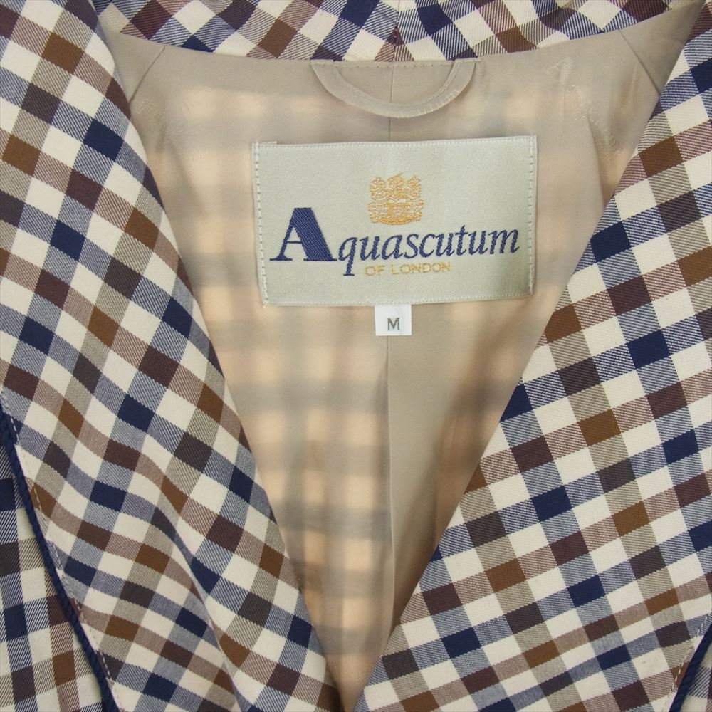 Aquascutum アクアスキュータム 6815215 チェック ロング ガウン コート マルチカラー系 M【中古】