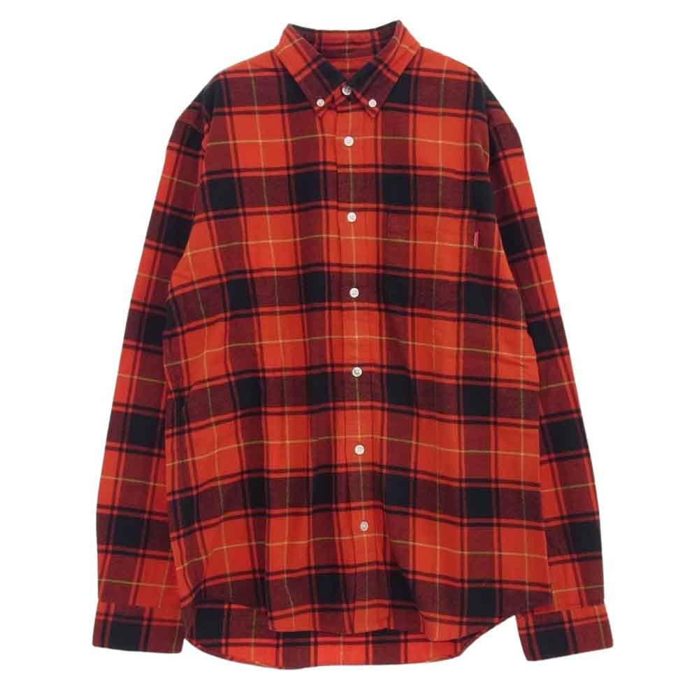 Supreme シュプリーム 16AW Tartan Plaid B.D Shirt タータンチェック BD フラン ネルシャツ 長袖 レッド系 M【美品】【中古】