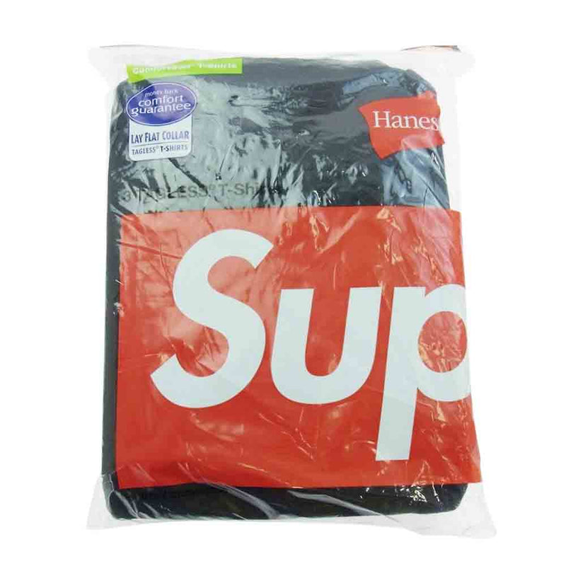 Supreme シュプリーム × Hanes Tagless Tees スモールボックスロゴ クルーネック 3枚パック 半袖 Tシャツ ブラック系 M【新古品】【未使用】【中古】