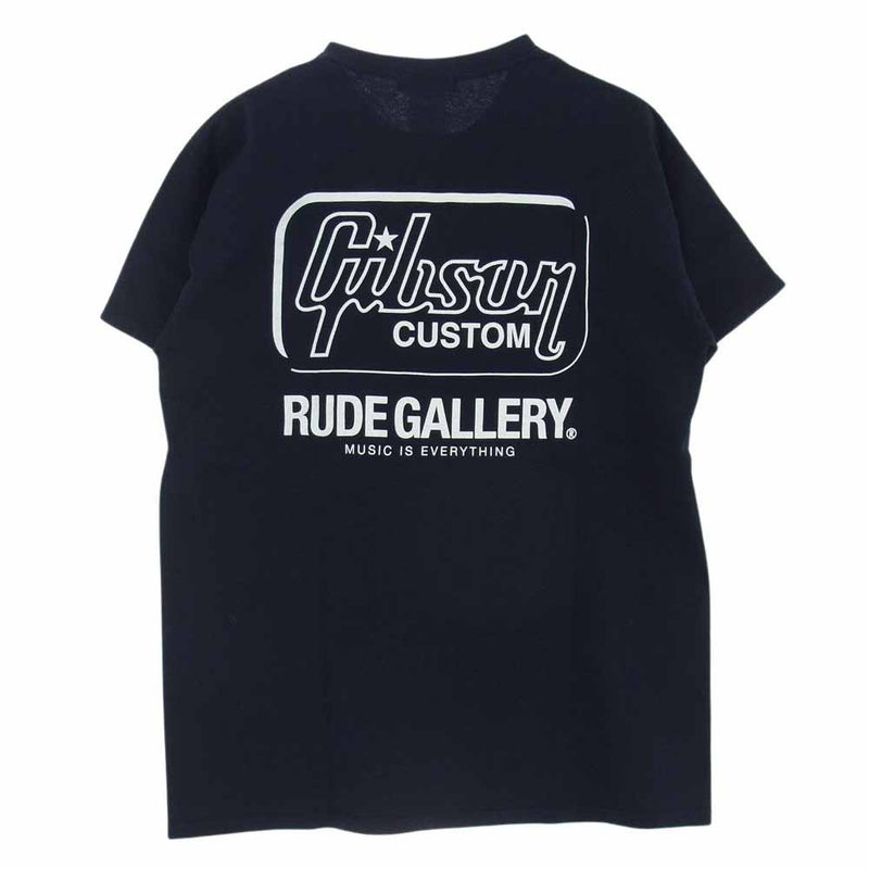 RUDE GALLERY ルードギャラリー × Gibson Custom Shop ギブソン カスタム ショップ ギター プリント 購入者特典Tシャツ ネイビー系 M【中古】