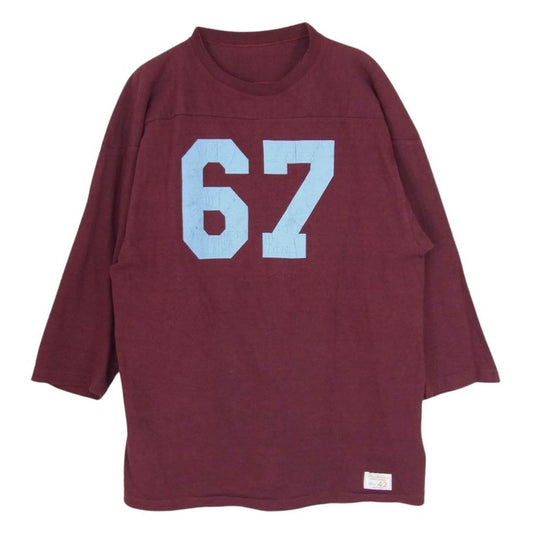 WAREHOUSE ウエアハウス Lot 4063 7分袖 フットボール Tee バーガンディ系 42【中古】