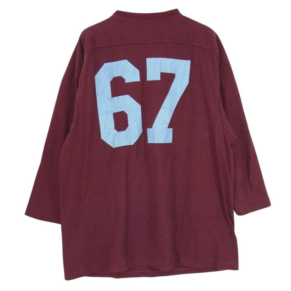 WAREHOUSE ウエアハウス Lot 4063 7分袖 フットボール Tee バーガンディ系 42【中古】