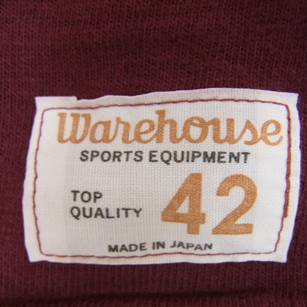 WAREHOUSE ウエアハウス Lot 4063 7分袖 フットボール Tee バーガンディ系 42【中古】
