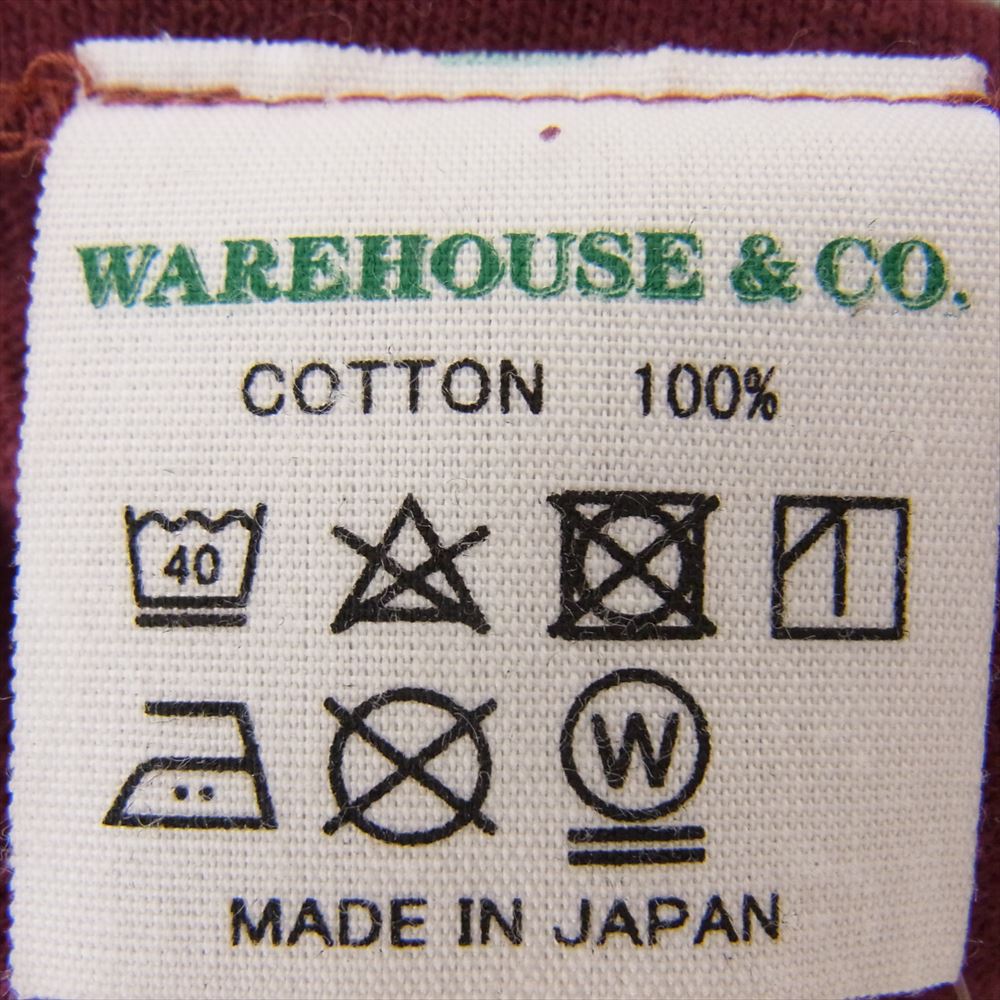 WAREHOUSE ウエアハウス Lot 4063 7分袖 フットボール Tee バーガンディ系 42【中古】