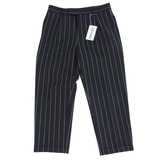 WACKO MARIA ワコマリア 23SS 23SS-WMP-TR23 PLEATED TROUSERS(TYPE-2) ストライプ プリーツ トラウザーズ パンツ ブラック系 L【中古】