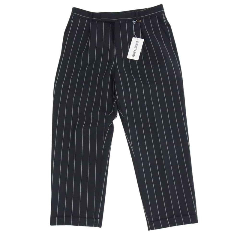 WACKO MARIA ワコマリア 23SS 23SS-WMP-TR23 PLEATED TROUSERS(TYPE-2) ストライプ プリーツ トラウザーズ パンツ ブラック系 L【中古】