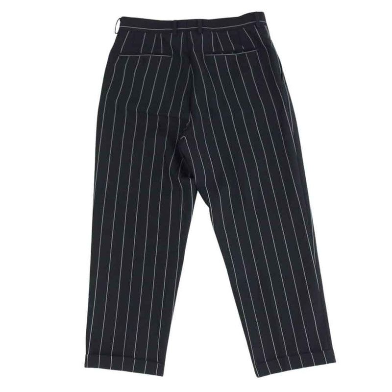 WACKO MARIA ワコマリア 23SS 23SS-WMP-TR23 PLEATED TROUSERS(TYPE-2) ストライプ プリーツ トラウザーズ パンツ ブラック系 L【中古】