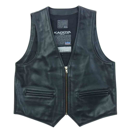 KADOYA カドヤ K'S LEATHER 牛革 レザー ベスト  ブラック系 L【中古】
