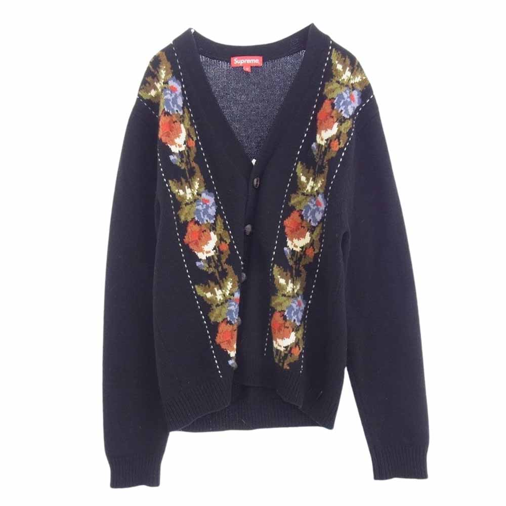 Supreme シュプリーム 19AW Floral stripe cardigan フローラル ストライプ カーディガン ブラック系 M【中古】