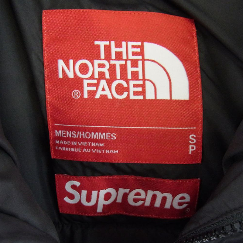 Supreme シュプリーム × THE NORTH FACE ノースフェイス 19AW Paper Print Nuptse Jacket ペーパー プリント ヌプシ ダウンジャケット グレー系 S【中古】