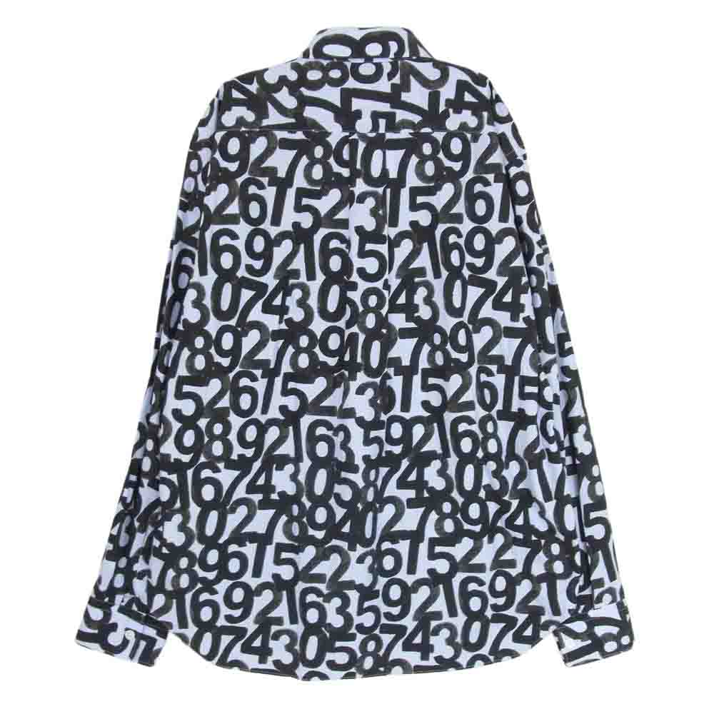 COMME des GARCONS HOMME DEUX コムデギャルソンオムドゥ 19AW DD-B053 ナンバープリント ストライプ 総柄 長袖 シャツ  ブルー系 ブラック系 S【中古】