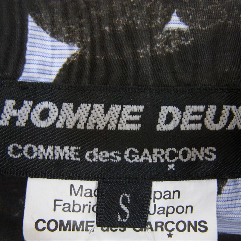 COMME des GARCONS HOMME DEUX コムデギャルソンオムドゥ 19AW DD-B053 ナンバープリント ストライプ 総柄 長袖 シャツ  ブルー系 ブラック系 S【中古】