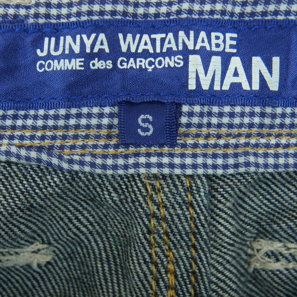 JUNYA WATANABE COMME des GARCONS MAN ジュンヤワタナベコムデギャルソンマン WG-P025 リネン ステッチ クロップド デニム パンツ インディゴブルー系 S【中古】