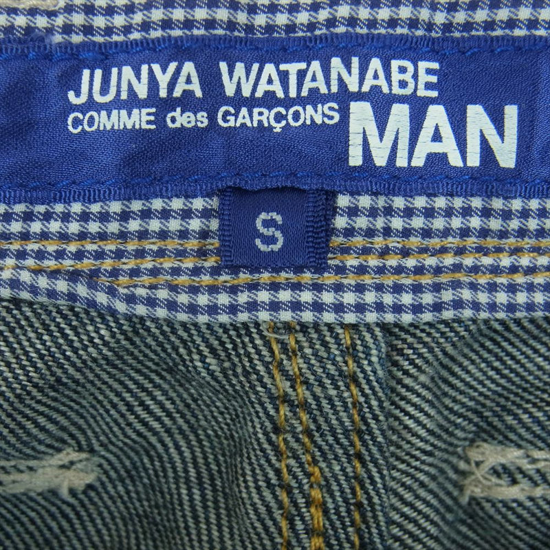 JUNYA WATANABE COMME des GARCONS MAN ジュンヤワタナベコムデギャルソンマン WG-P025 リネン ステッチ クロップド デニム パンツ インディゴブルー系 S【中古】