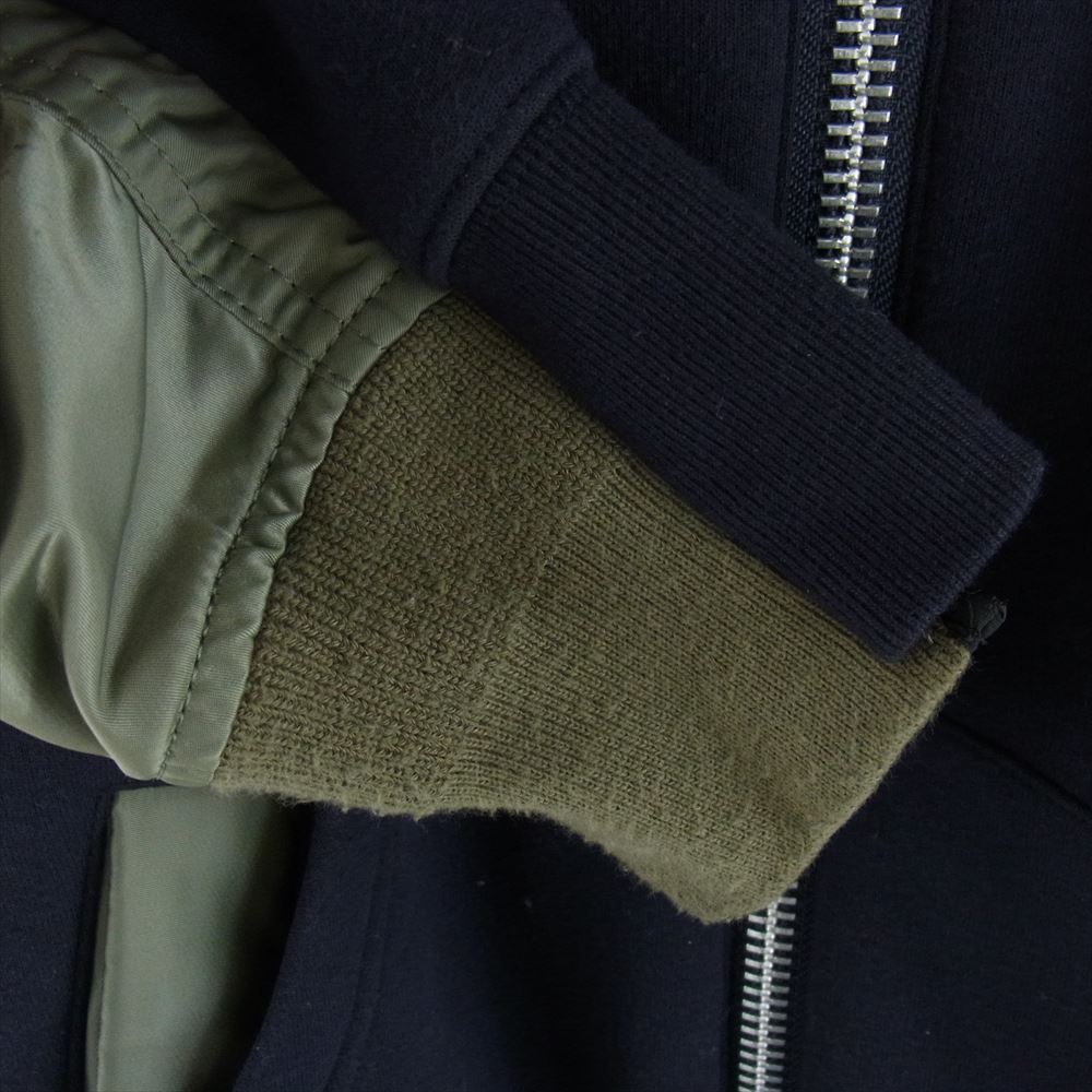 Sacai サカイ 22SS 22-02729M ドッキング スウェット MA-1 ジップアップ フルジップ パーカー ネイビー系 カーキ系 3【中古】