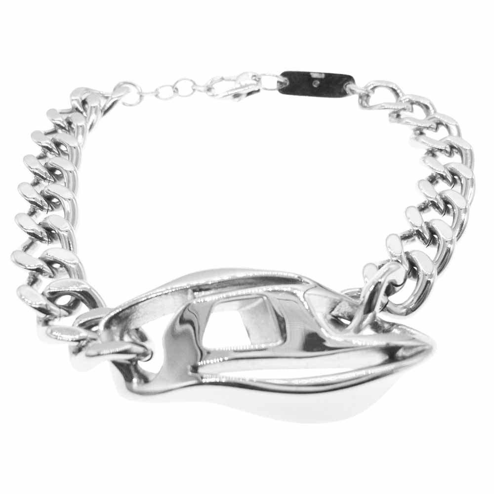DIESEL ディーゼル Dロゴ チェーン ブレスレット  シルバー系【中古】