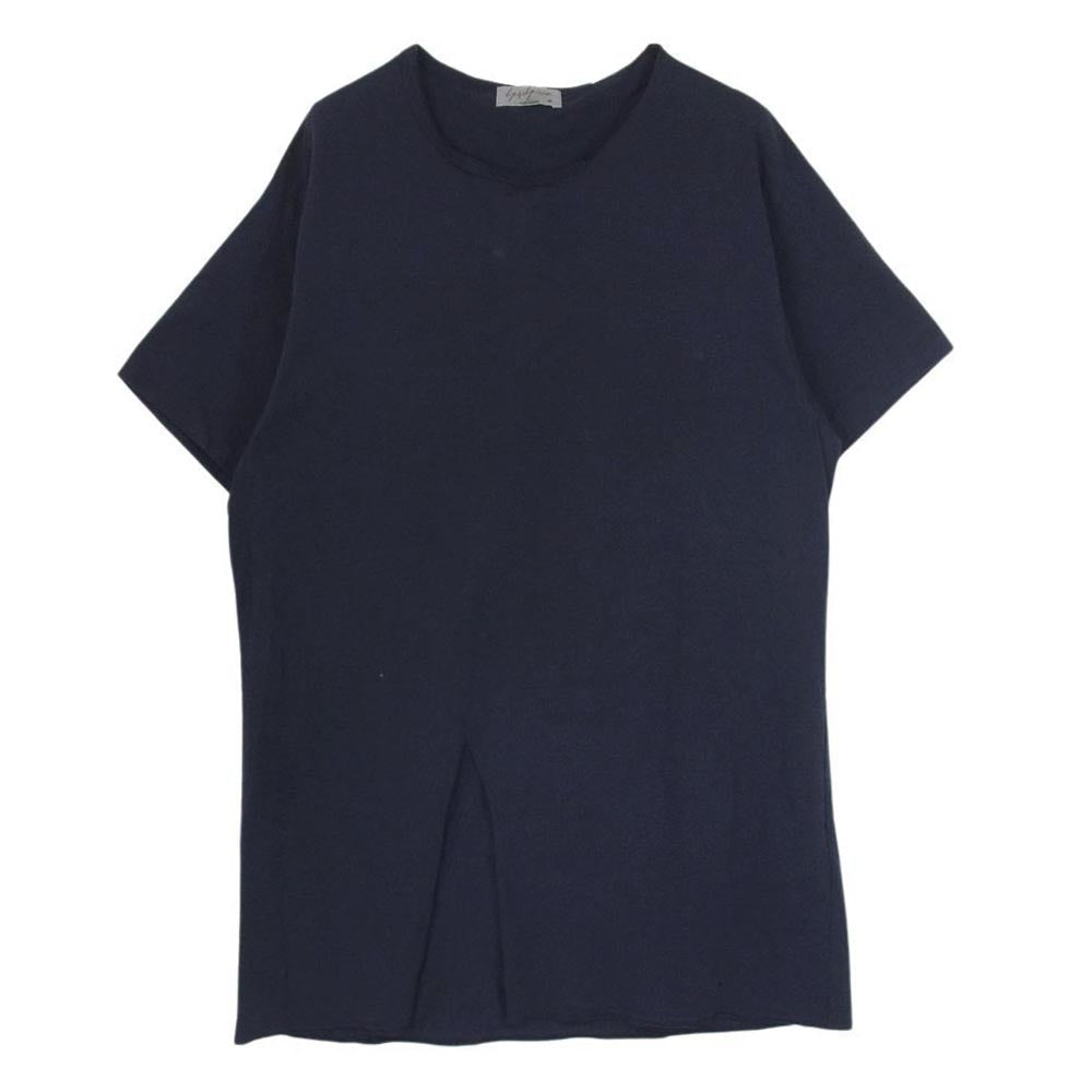 Yohji Yamamoto POUR HOMME ヨウジヤマモトプールオム HH-T67-985 フロントスリット ロング カットソー 半袖 Tシャツ ネイビー系 3【中古】