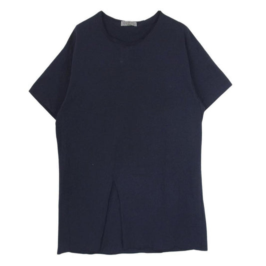 Yohji Yamamoto POUR HOMME ヨウジヤマモトプールオム HH-T67-985 フロントスリット ロング カットソー 半袖 Tシャツ ネイビー系 3【中古】