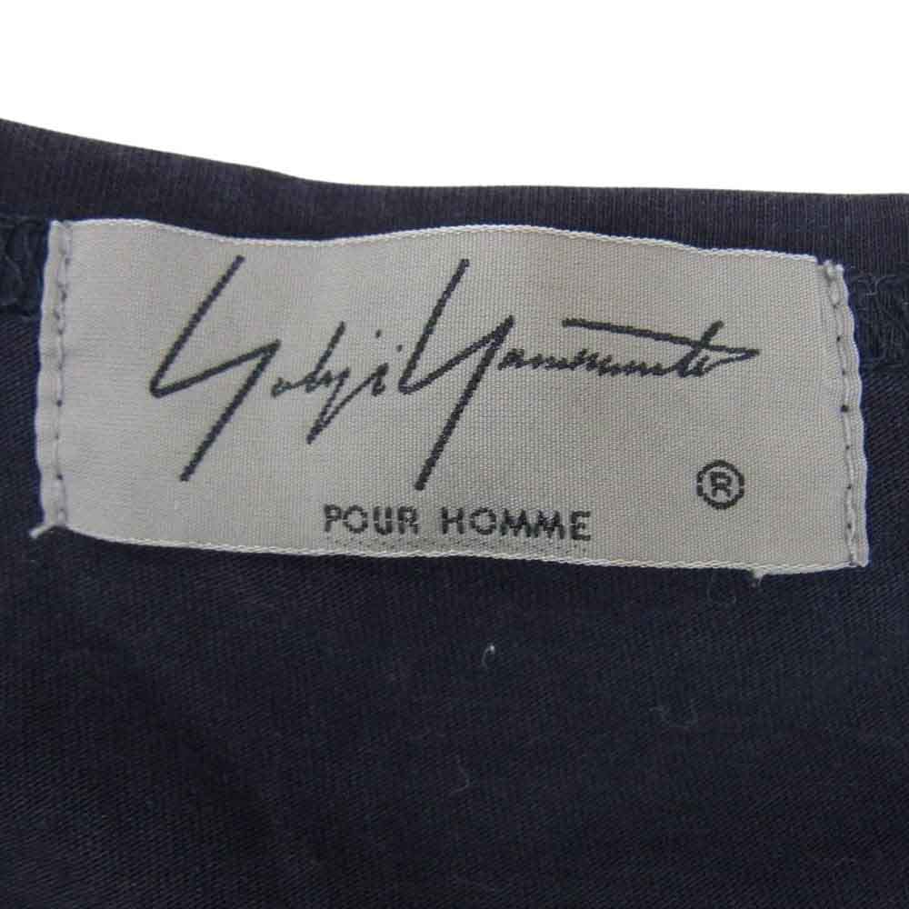Yohji Yamamoto POUR HOMME ヨウジヤマモトプールオム HH-T67-985 フロントスリット ロング カットソー 半袖 Tシャツ ネイビー系 3【中古】