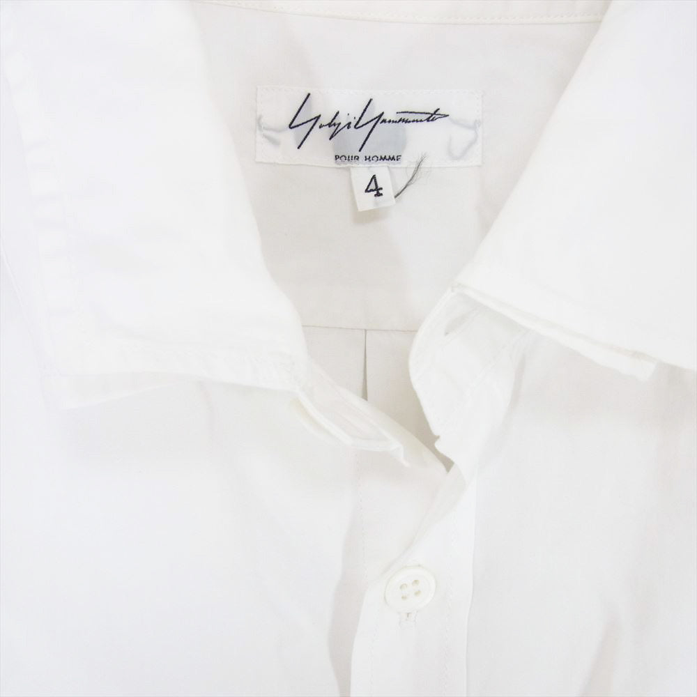 Yohji Yamamoto POUR HOMME ヨウジヤマモトプールオム H0-B32-001 二重襟 レイヤードカラー 半袖 シャツ ホワイト系 4【中古】