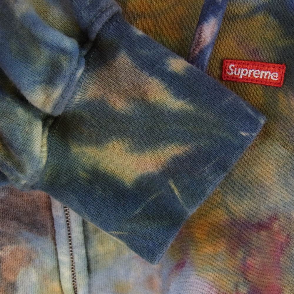 Supreme シュプリーム 24SS Overdyed Small Box Zip Up Hooded Sweatshirt Multicolor タイダイ オーバーダイ スモールボックス ロゴ ワッペン 裏起毛 スウェット ジップパーカー  マルチカラー系 M【中古】