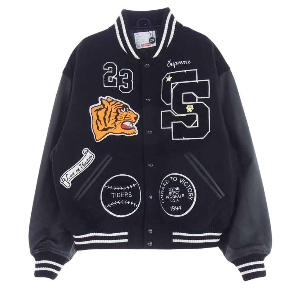 Supreme シュプリーム 23AW Tiger Varsity Jacket タイガー バーシティー ウール メルトン スタジャン スタジアムジャケット ブラック系 M【美品】【中古】