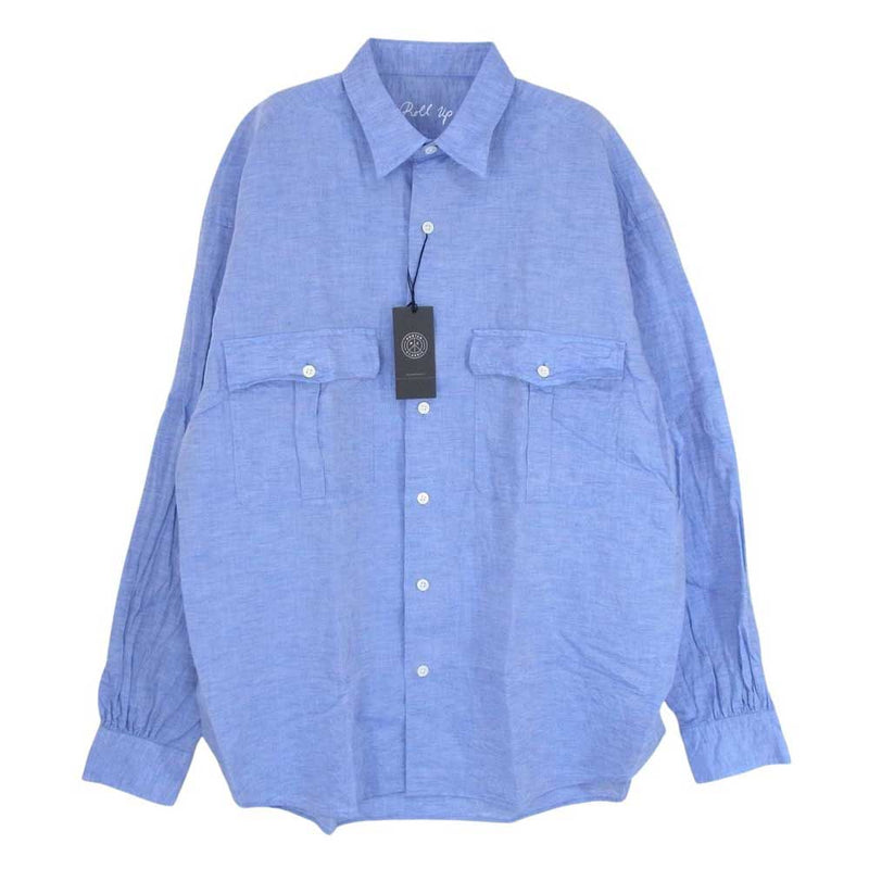 PORTER CLASSIC ポータークラシック PC-016-2765-0040-0015 ROLL UP LINEN COTTON SHIRT ロールアップ リネン コットン 長袖 シャツ ブルー系 M【新古品】【未使用】【中古】