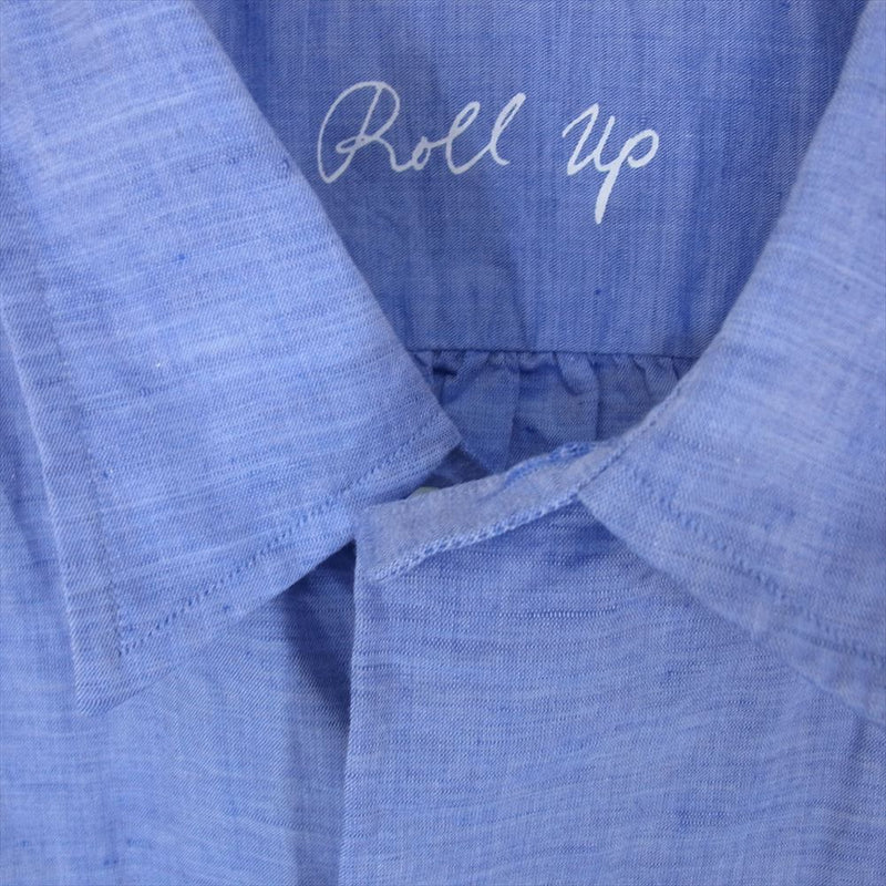 PORTER CLASSIC ポータークラシック PC-016-2765-0040-0015 ROLL UP LINEN COTTON SHIRT ロールアップ リネン コットン 長袖 シャツ ブルー系 M【新古品】【未使用】【中古】