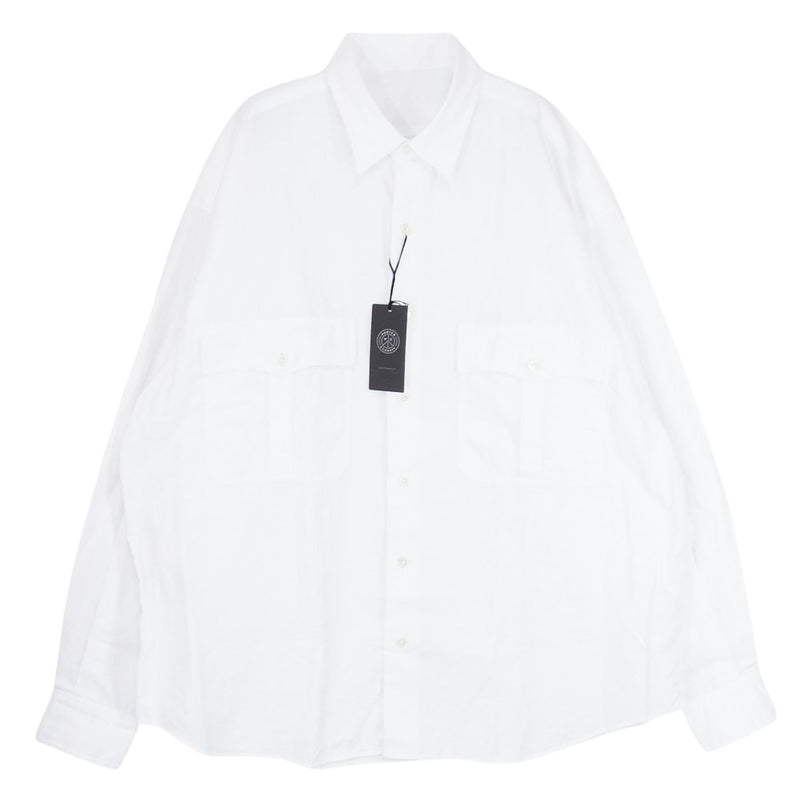 PORTER CLASSIC ポータークラシック PC-016-2772-0090-0013 ROLL UP LINEN COTTON SHIRT ロールアップ リネン コットン 長袖 シャツ ホワイト系 M【新古品】【未使用】【中古】