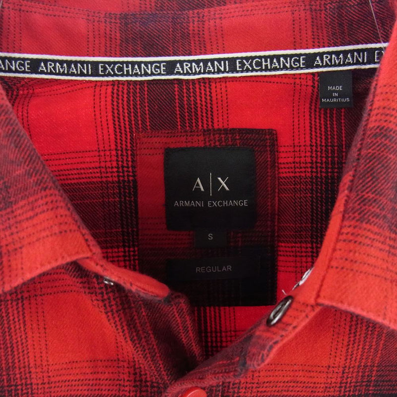 ARMANI EXCHANGE アルマーニエクスチェンジ 6GZC27 ZNMEZ Regular Fit Shirt チェック 長袖シャツ レッド系 S【中古】