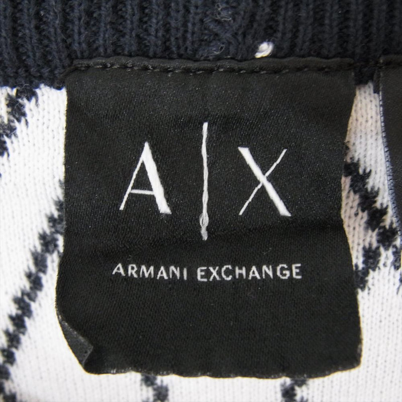 ARMANI EXCHANGE アルマーニエクスチェンジ 3ZZM1L ZMD5Z クルーネック プルオーバー ニット セーター ロゴ総柄 ネイビー ネイビー系 XS【中古】