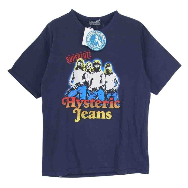 HYSTERIC GLAMOUR ヒステリックグラマー 02241CT30 HYSTERIC JEANS プリント クルーネック 半袖 Tシャツ ネイビー系 L【中古】