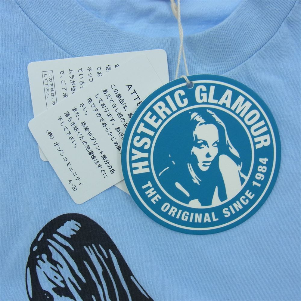 HYSTERIC GLAMOUR ヒステリックグラマー 02243CL01 HYSTERIC MOTOR GIRL Tシャツ 長袖 トップス ライトブルー系 L【極上美品】【中古】