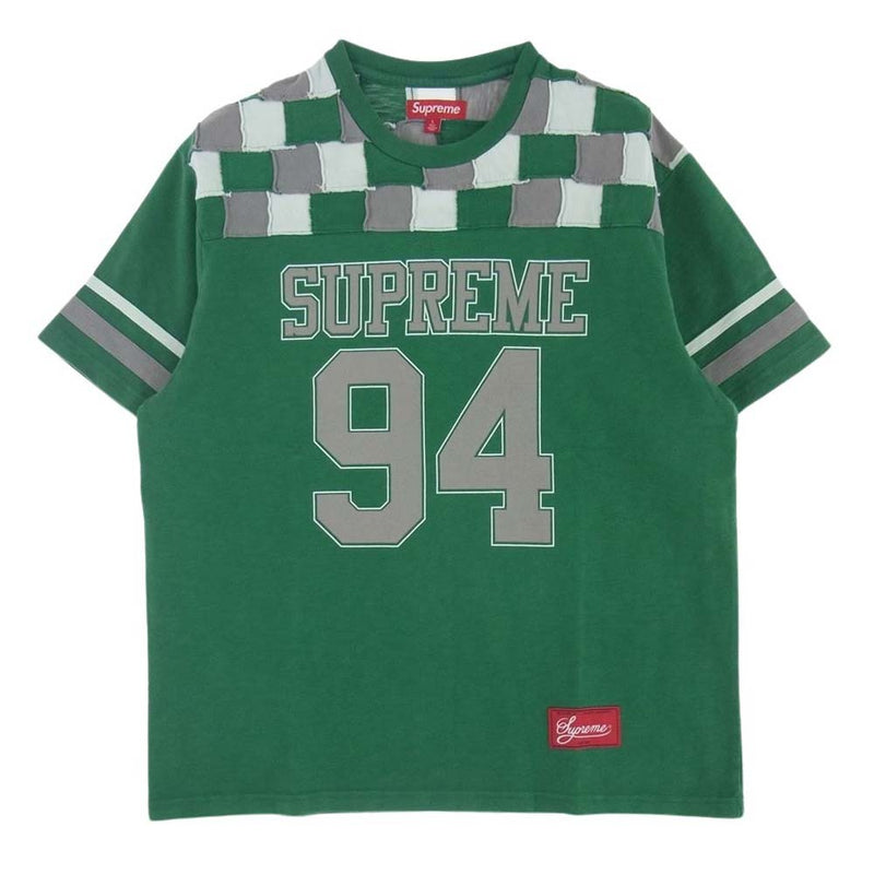 Supreme シュプリーム 24SS Patchwork Yoke Football Top Green パッチワーク ヨーク フットボール 半袖 Tシャツ グリーン系 L【美品】【中古】