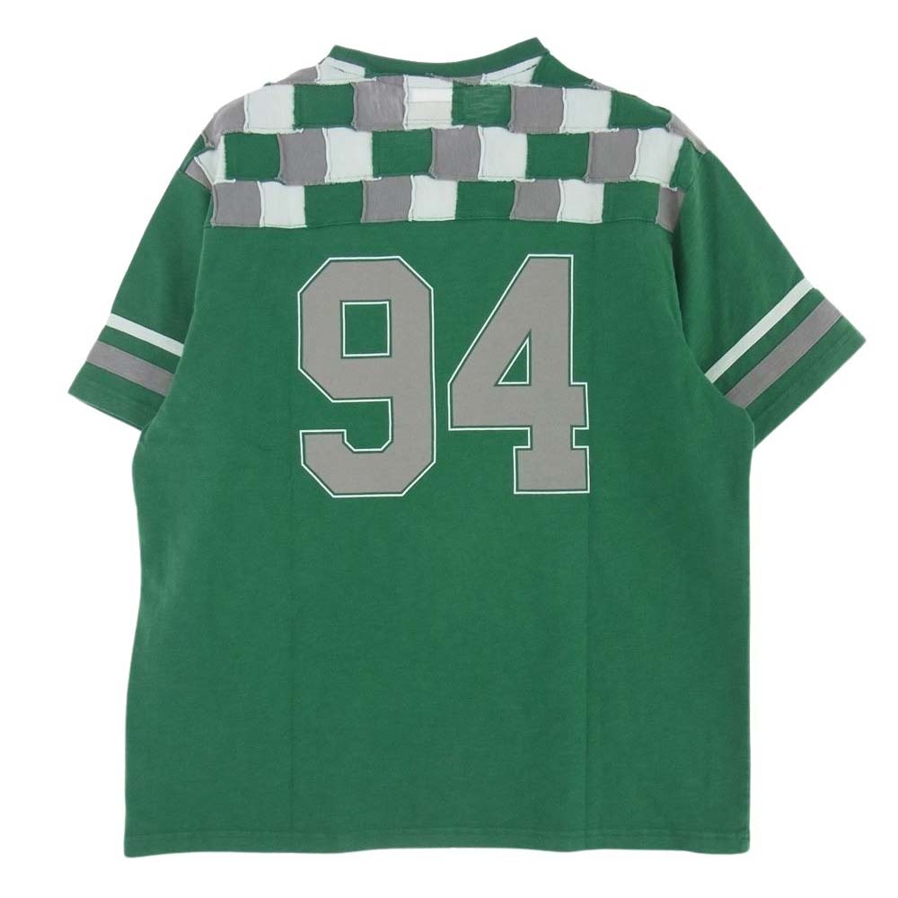 Supreme シュプリーム 24SS Patchwork Yoke Football Top Green パッチワーク ヨーク フットボール 半袖 Tシャツ グリーン系 L【美品】【中古】