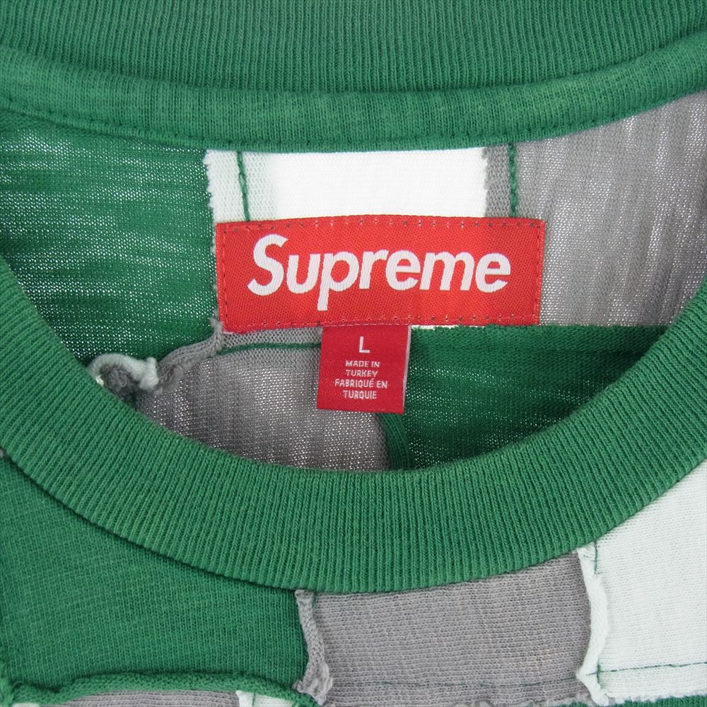 Supreme シュプリーム 24SS Patchwork Yoke Football Top Green パッチワーク ヨーク フットボール 半袖 Tシャツ グリーン系 L【美品】【中古】