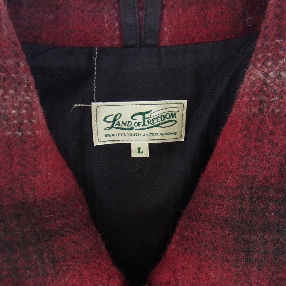 UNITED ARROWS ユナイテッドアローズ LAND OF FREEDOM ランドオブフリーダム BEAUTY&YOUTH ビューティーアンドユース チェック ジップアップ ブルゾン スポーツジャケット ワインレッド系 L【中古】