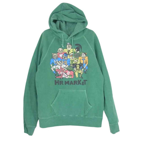 HOLLYWOOD RANCH MARKET ハリウッドランチマーケット グラフィックプリント フーディー パーカー グリーン系 M【中古】